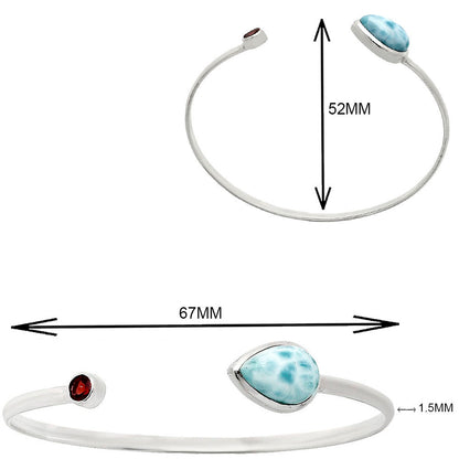 Premium Quality Larimar & Garnet Cuff Bangle Bracelet B-1004 37-EB10375