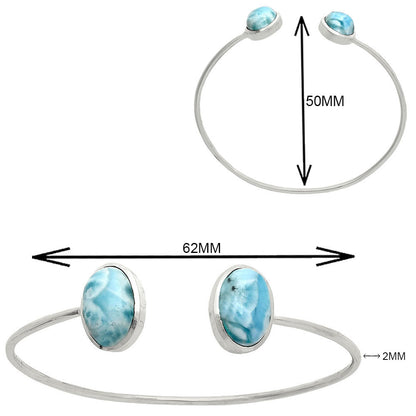 Premium Quality Natural Larimar Cuff Bangle Bracelet B-1004 37-EB10382