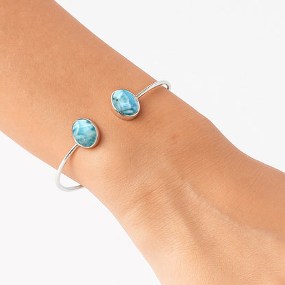 Premium Quality Natural Larimar Cuff Bangle Bracelet B-1004 37-EB10382