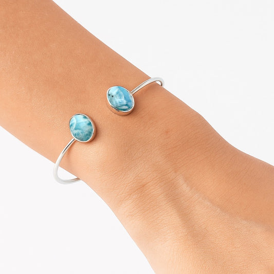 Premium Quality Natural Larimar Cuff Bangle Bracelet B-1004 37-EB10382