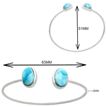 Premium Quality Natural Larimar Cuff Bangle Bracelet B-1004 37-EB10385