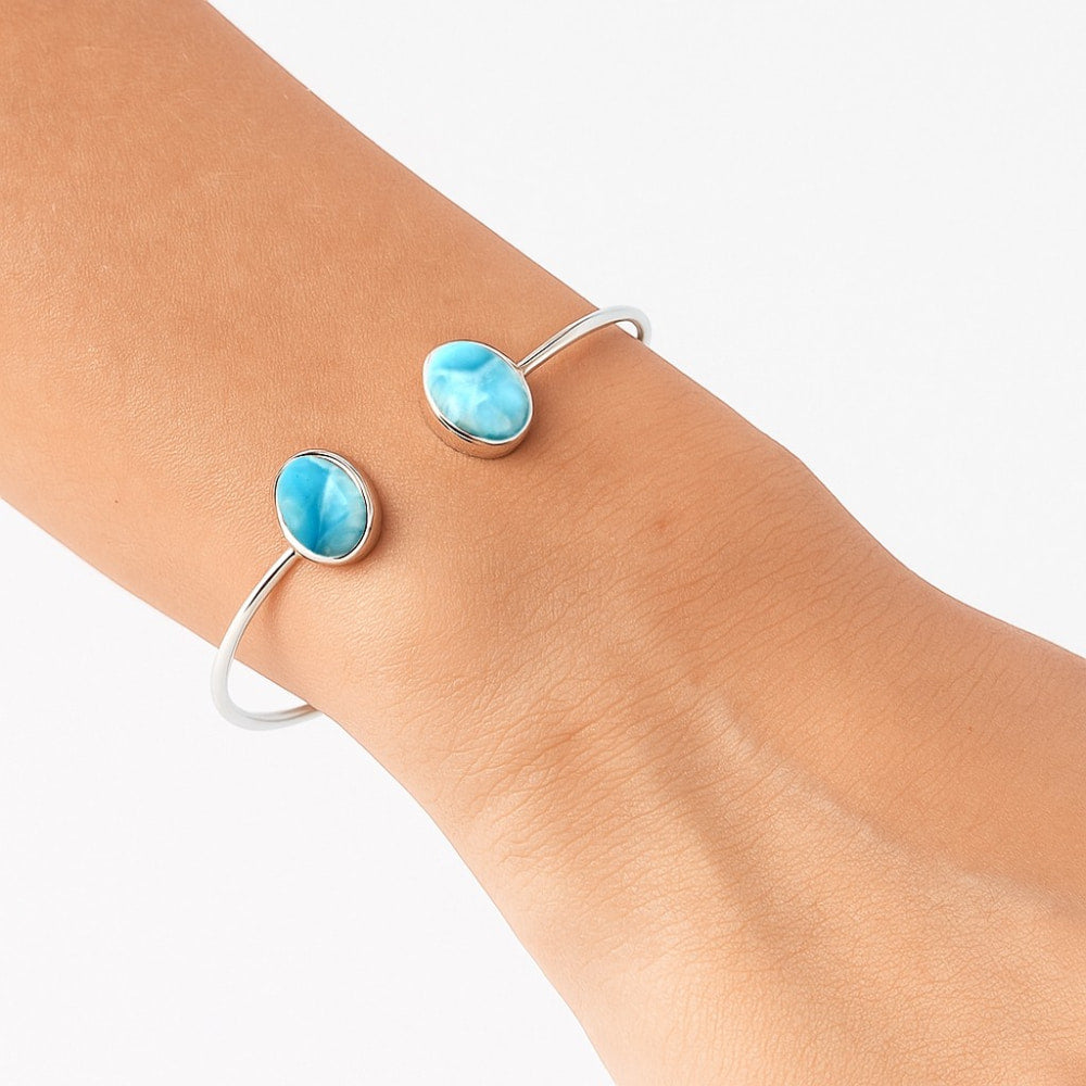 Premium Quality Natural Larimar Cuff Bangle Bracelet B-1004 37-EB10385