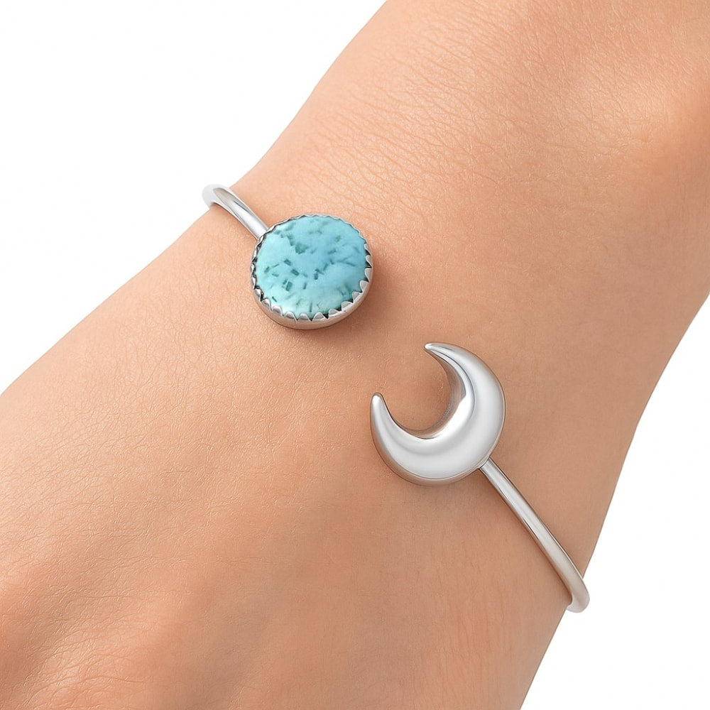Premium Quality Natural Larimar Cuff Bangle Bracelet B-1046 37-EB10392