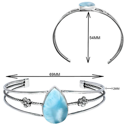 Premium Quality Natural Larimar Cuff Bangle Bracelet B-1012 37-EB10394
