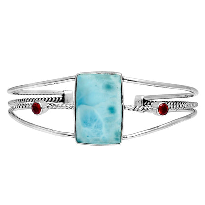 Larimar (Dominican Republic) & Garnet Cuff Bangle Bracelet B-1011 37-EB10400