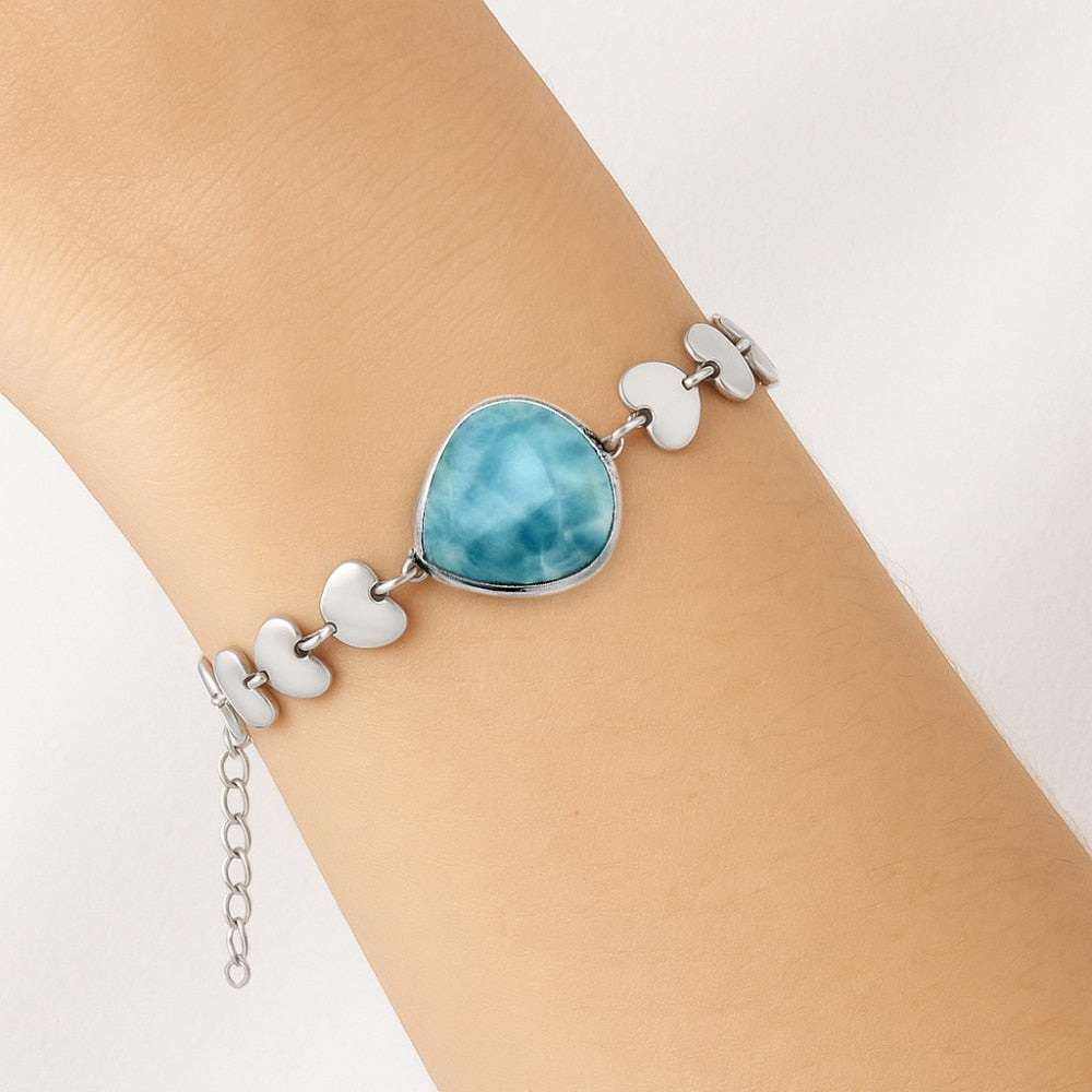 Premium Heart - Larimar (Dominican Republic) Bracelet B-1044 37-EB10411