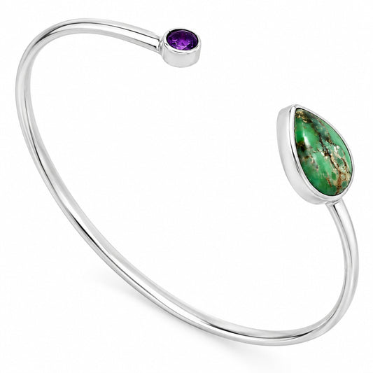 Premium Quality Utah Variscite & Amethyst Cuff Bangle Bracelet B-1004 40-EB10416