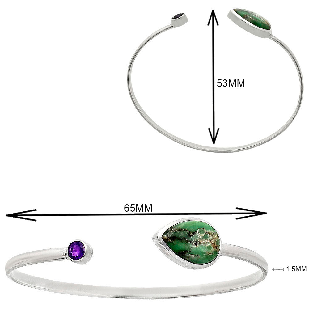 Premium Quality Utah Variscite & Amethyst Cuff Bangle Bracelet B-1004 40-EB10416