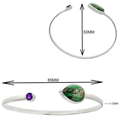 Premium Quality Utah Variscite & Amethyst Cuff Bangle Bracelet B-1004 40-EB10416