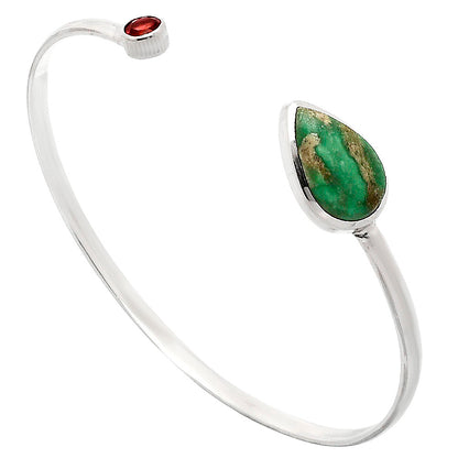 Premium Quality Utah Variscite & Garnet Cuff Bangle Bracelet B-1004 40-EB10417