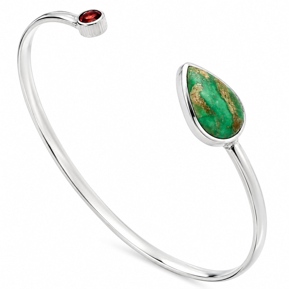 Premium Quality Utah Variscite & Garnet Cuff Bangle Bracelet B-1004 40-EB10417