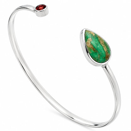 Premium Quality Utah Variscite & Garnet Cuff Bangle Bracelet B-1004 40-EB10417
