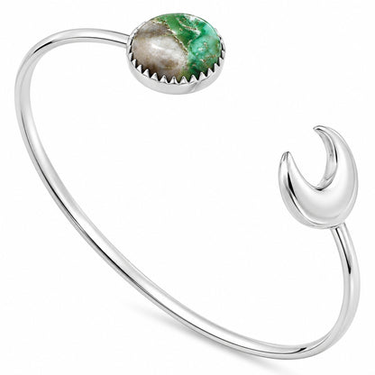 Premium Crescent Moon - Utah Variscite Cuff Bangle Bracelet B-1046 40-EB10425