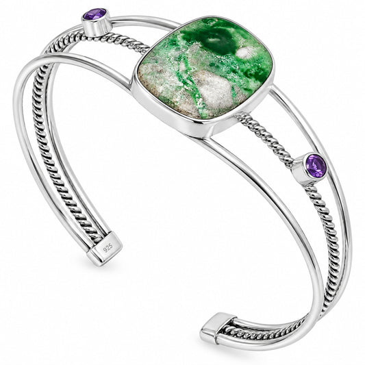 Premium Utah Variscite & Amethyst Cuff Bangle Bracelet B-1011 40-EB10429