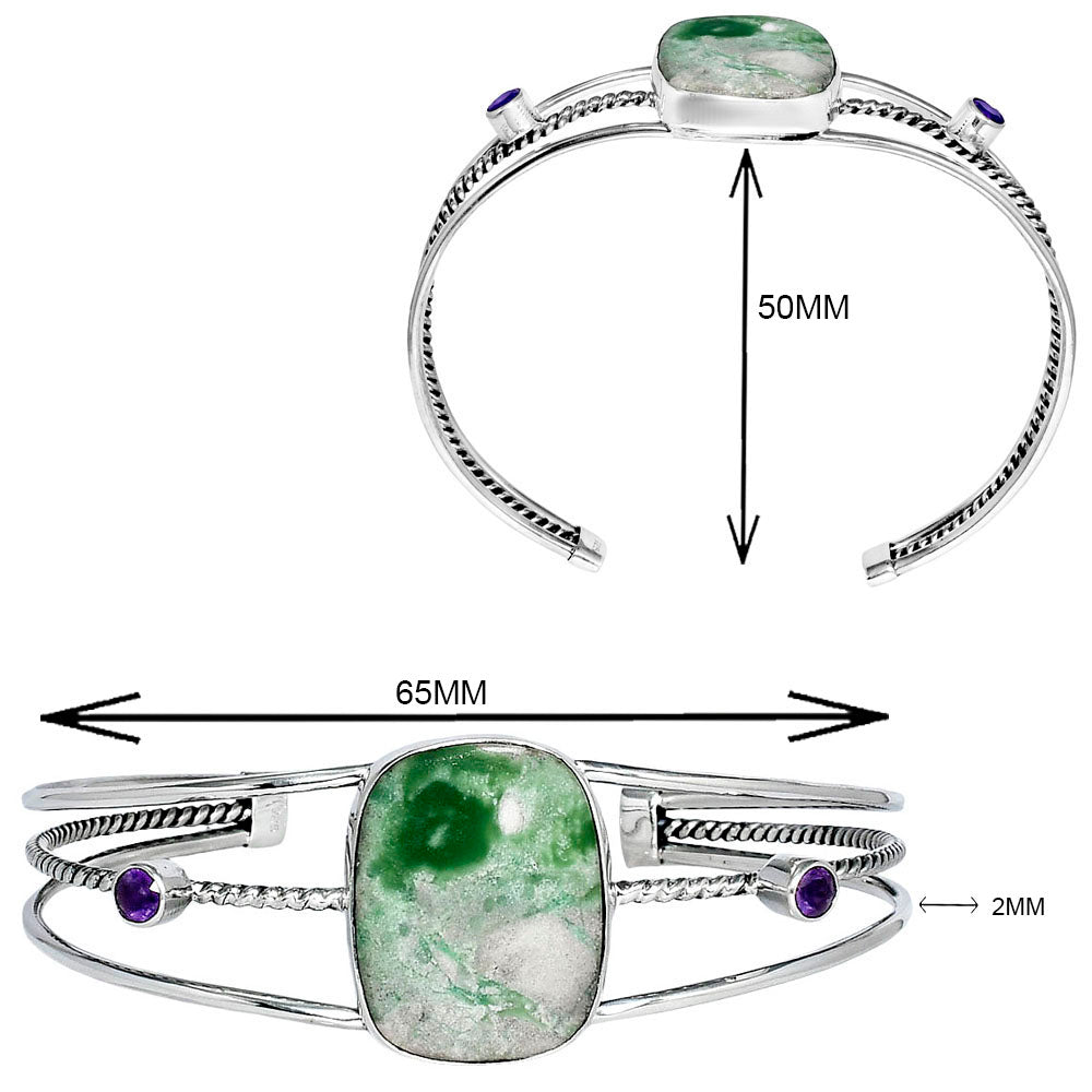 Premium Utah Variscite & Amethyst Cuff Bangle Bracelet B-1011 40-EB10429