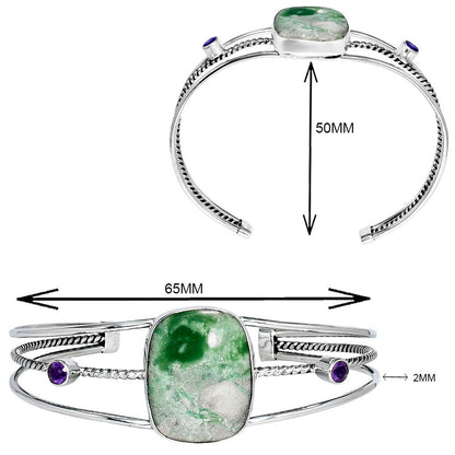 Premium Utah Variscite & Amethyst Cuff Bangle Bracelet B-1011 40-EB10429