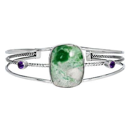 Premium Utah Variscite & Amethyst Cuff Bangle Bracelet B-1011 40-EB10429