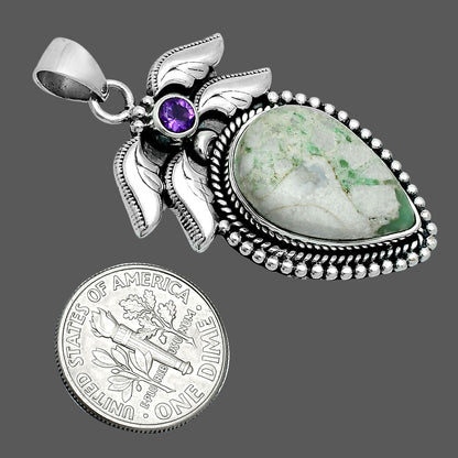 Premium Quality Utah Variscite & Amethyst Pendant P-1740 40-EP10280
