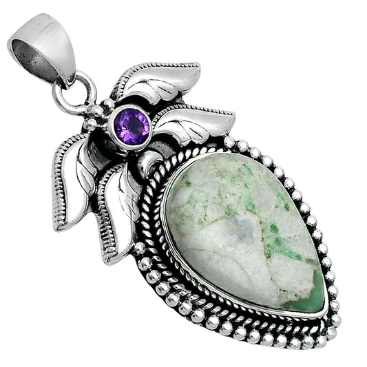 Premium Quality Utah Variscite & Amethyst Pendant P-1740 40-EP10280