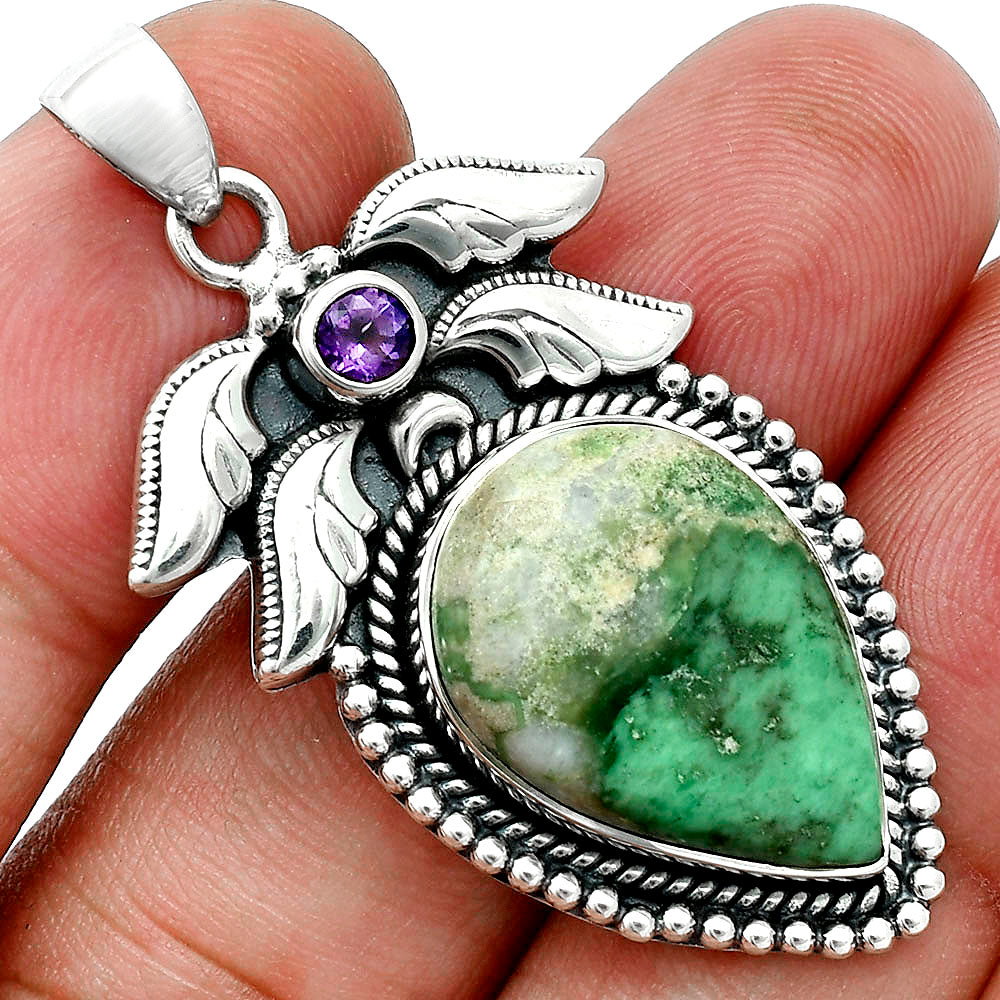 Premium Quality Utah Variscite & Amethyst Pendant P-1740 40-EP10281