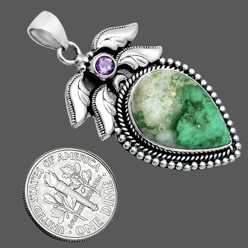 Premium Quality Utah Variscite & Amethyst Pendant P-1740 40-EP10281