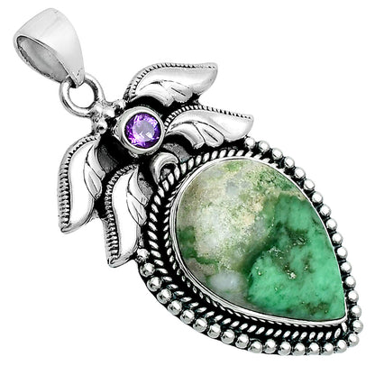 Premium Quality Utah Variscite & Amethyst Pendant P-1740 40-EP10281