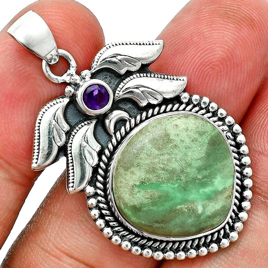Premium Quality Utah Variscite & Amethyst Pendant P-1740 40-EP10282