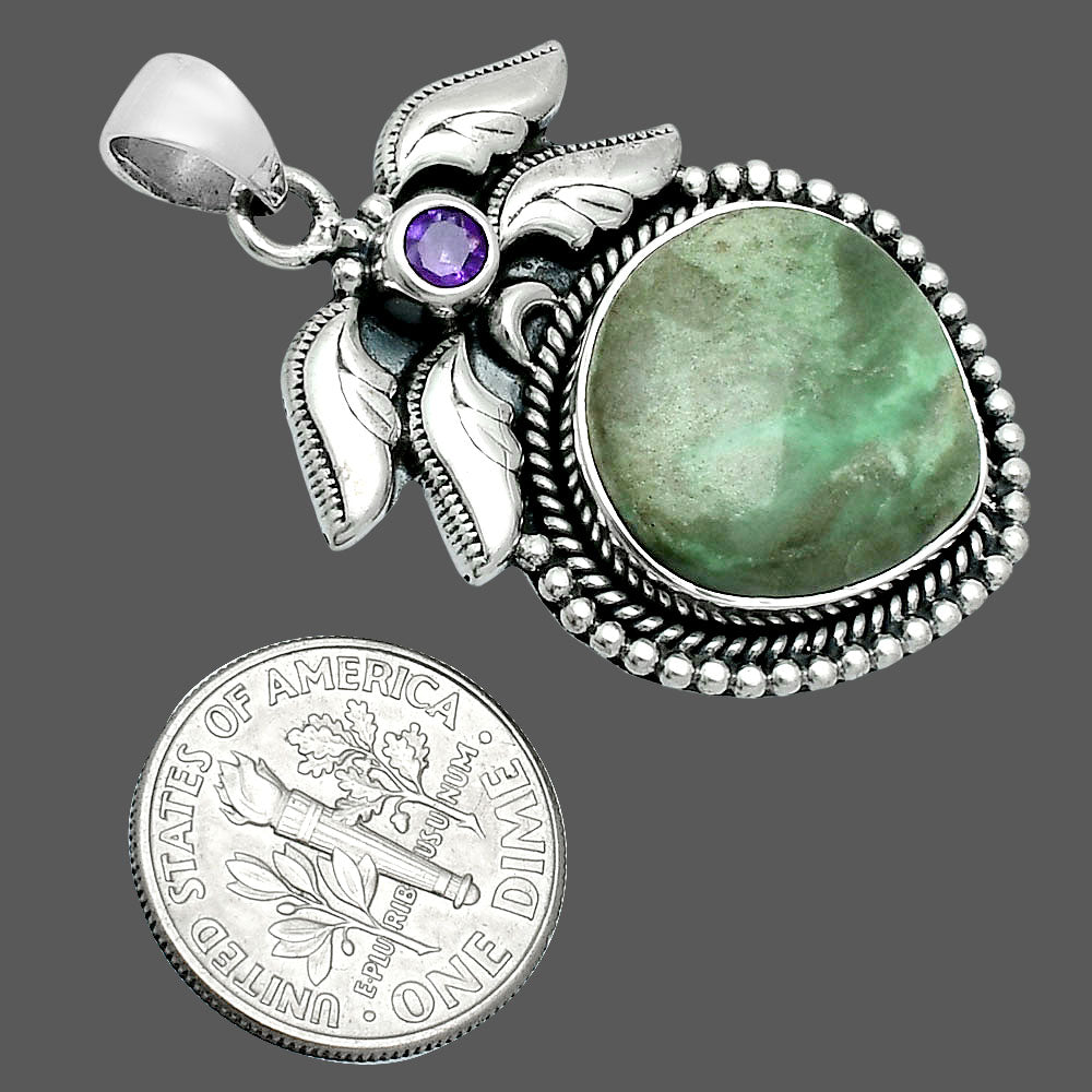 Premium Quality Utah Variscite & Amethyst Pendant P-1740 40-EP10282