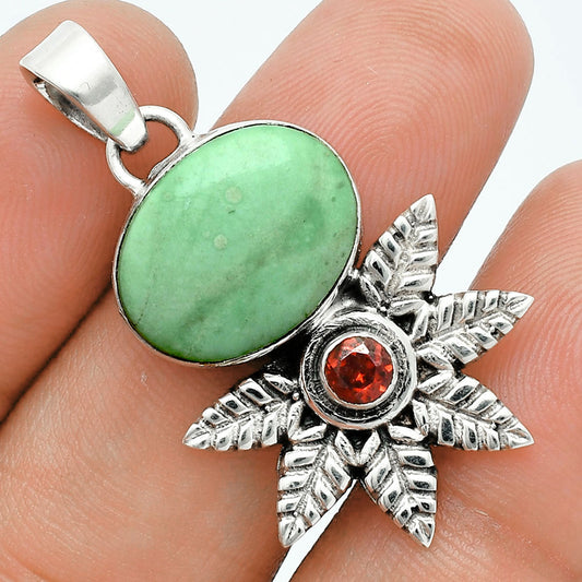 Premium Quality Utah Variscite & Garnet Pendant P-1425 40-EP10284