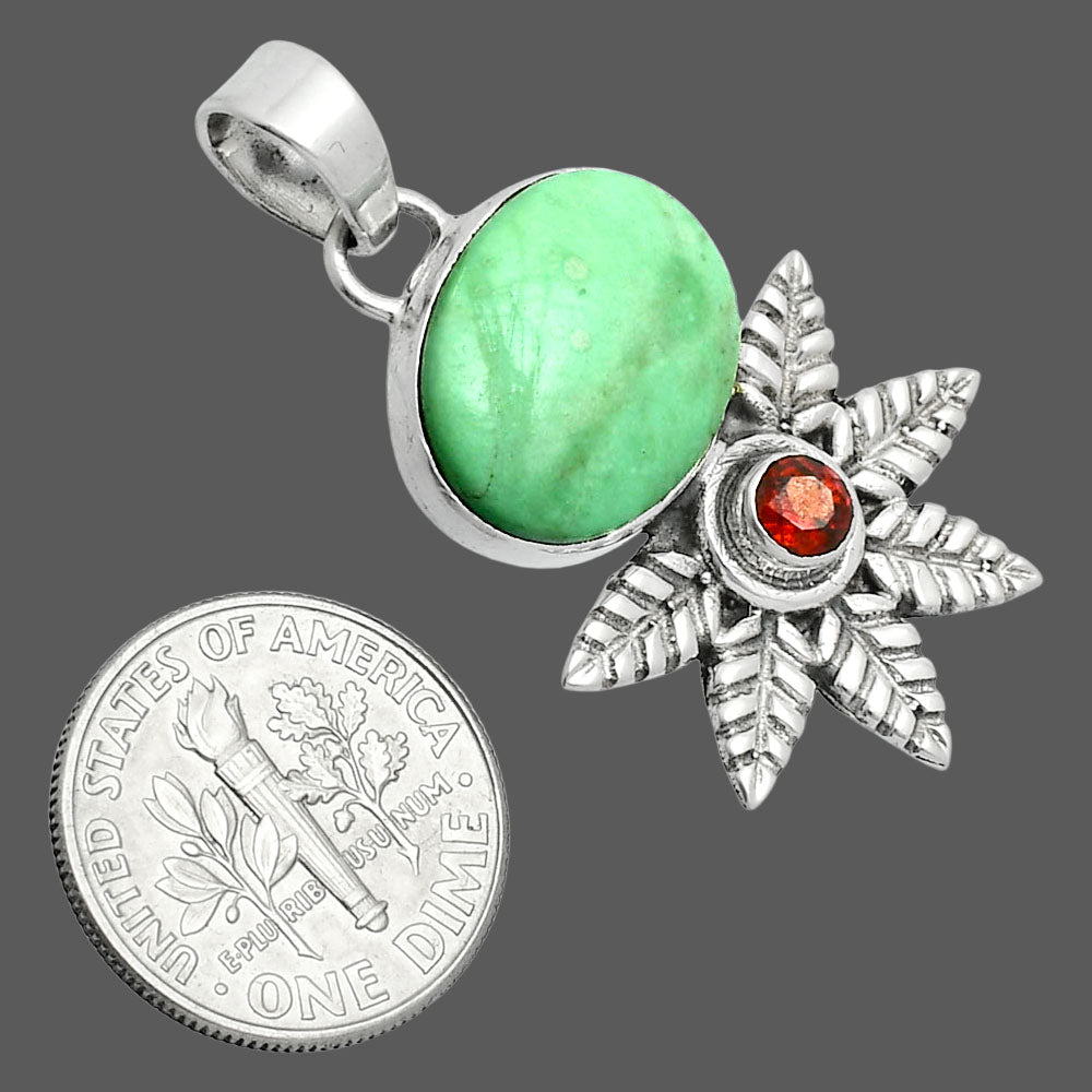 Premium Quality Utah Variscite & Garnet Pendant P-1425 40-EP10284