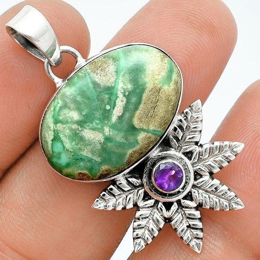 Premium Quality Utah Variscite & Amethyst Pendant P-1425 40-EP10287