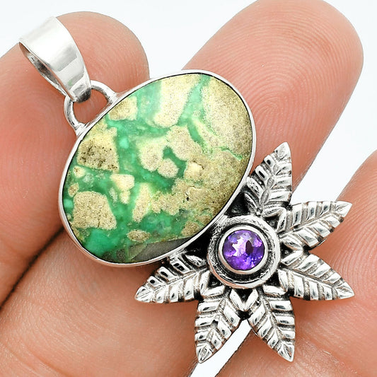 Premium Quality Utah Variscite & Amethyst Pendant P-1425 40-EP10288