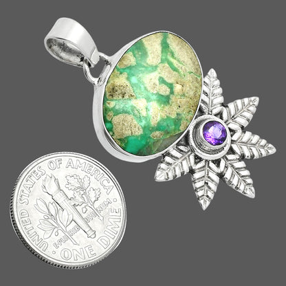 Premium Quality Utah Variscite & Amethyst Pendant P-1425 40-EP10288