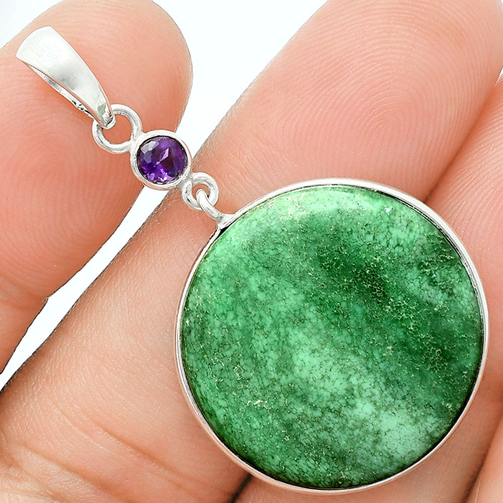 Premium Quality Utah Variscite & Amethyst Pendant Earrings Set T-1010 40-ET10107