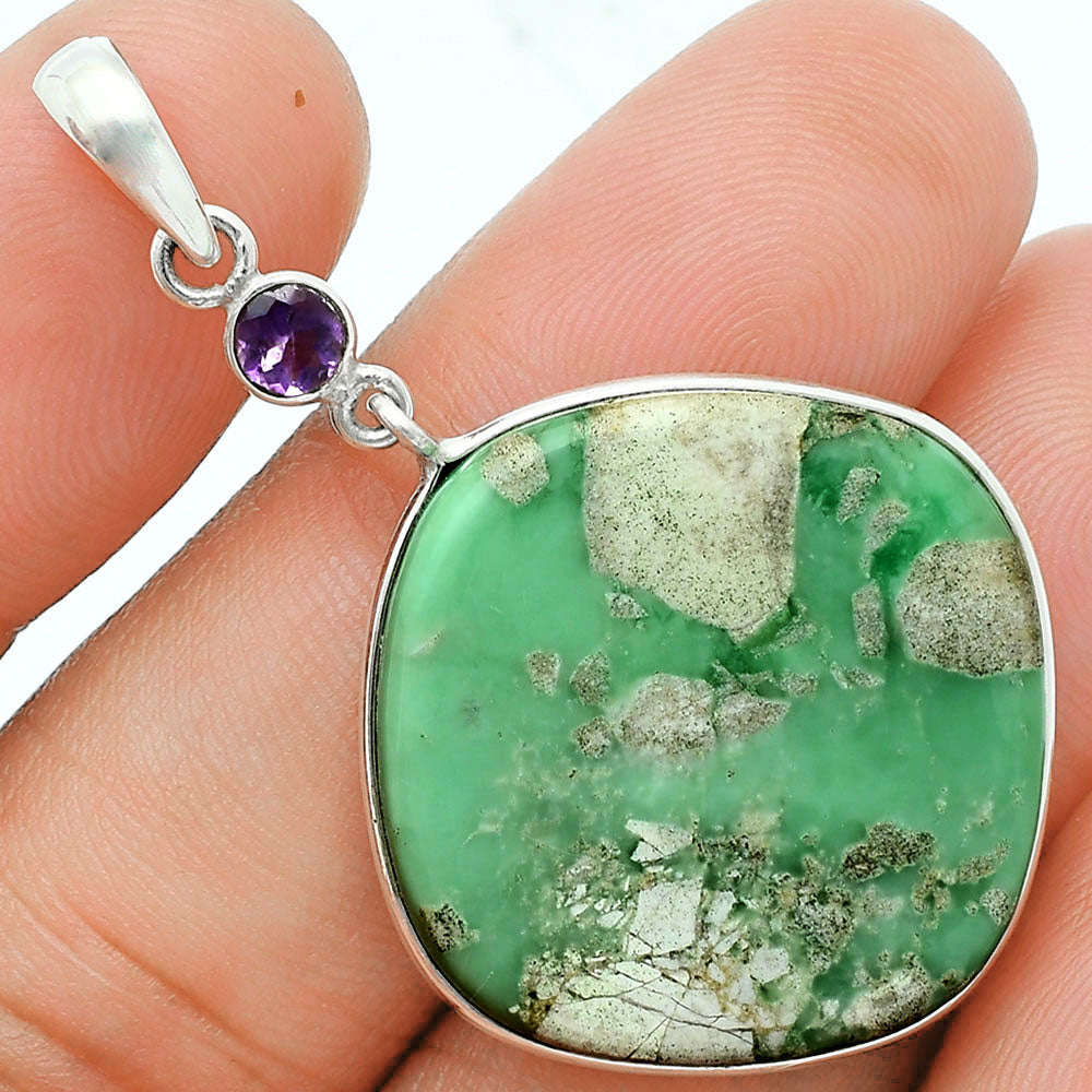 Premium Quality Utah Variscite & Amethyst Pendant Earrings Set T-1010 40-ET10108