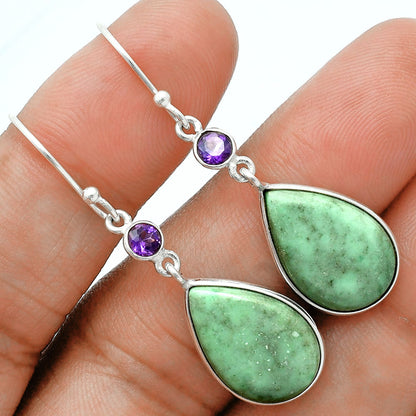 Premium Quality Utah Variscite & Amethyst Pendant Earrings Set T-1010 40-ET10114