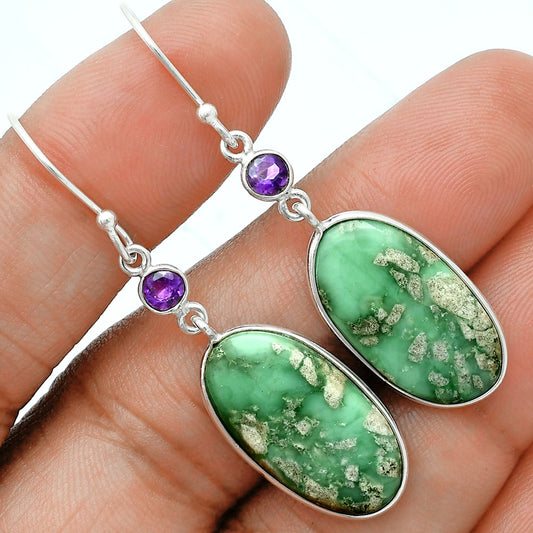 Premium Quality Utah Variscite & Amethyst Pendant Earrings Set T-1010 40-ET10116