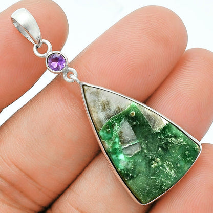 Premium Quality Utah Variscite & Amethyst Pendant Earrings Set T-1010 40-ET10117