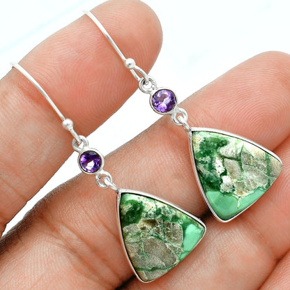Premium Quality Utah Variscite & Amethyst Pendant Earrings Set T-1010 40-ET10117