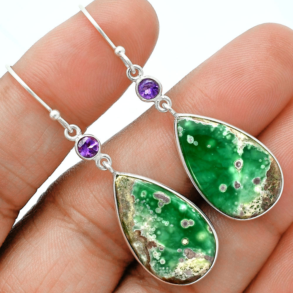 Premium Quality Utah Variscite & Amethyst Pendant Earrings Set T-1010 40-ET10118