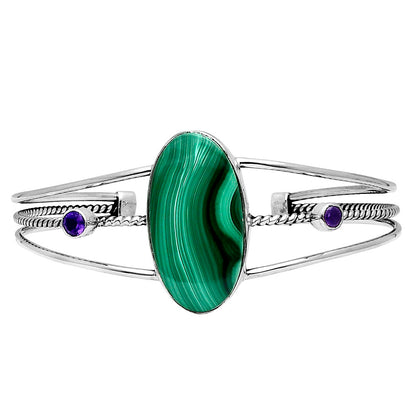Premium Malachite Eye & Amethyst Cuff Bangle Bracelet B-1011 41-EB10448