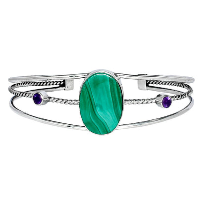 Premium Malachite Eye & Amethyst Cuff Bangle Bracelet B-1011 41-EB10450