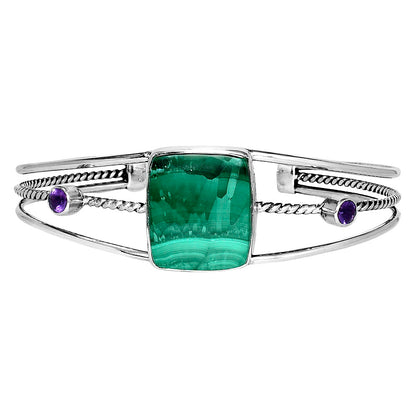 Premium Malachite Eye & Amethyst Cuff Bangle Bracelet B-1011 41-EB10451