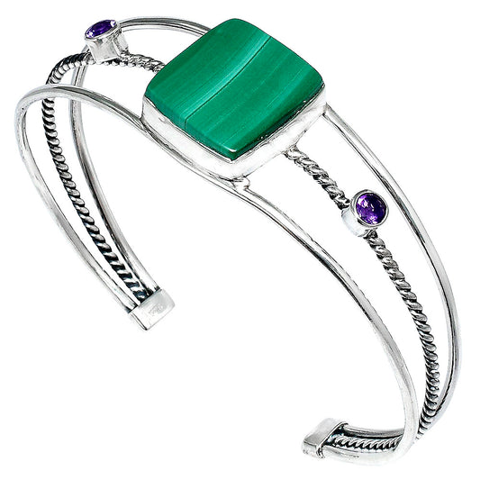 Premium Malachite Eye & Amethyst Cuff Bangle Bracelet B-1011 41-EB10452