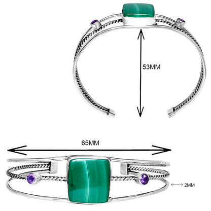 Premium Malachite Eye & Amethyst Cuff Bangle Bracelet B-1011 41-EB10452