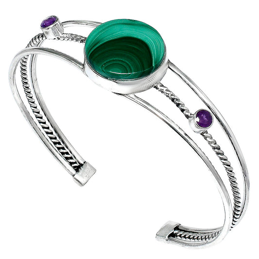 Premium Malachite Eye & Amethyst Cuff Bangle Bracelet B-1011 41-EB10453
