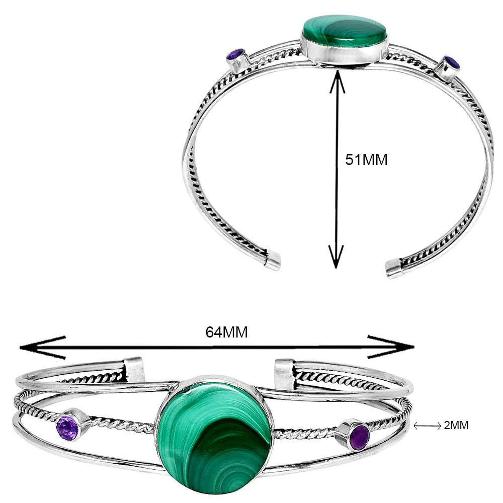 Premium Malachite Eye & Amethyst Cuff Bangle Bracelet B-1011 41-EB10453