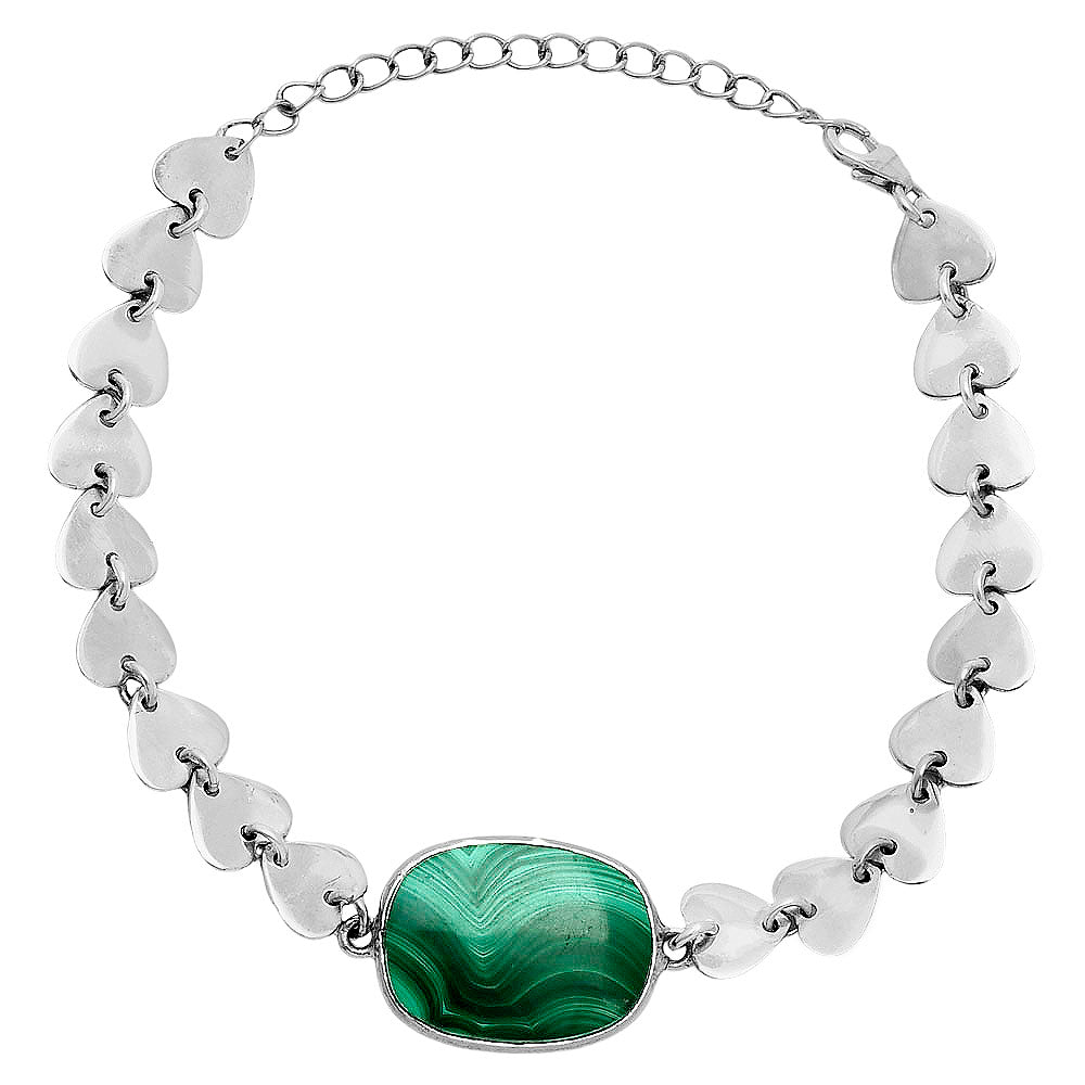 Premium Quality Heart - Malachite Eye - Congo Bracelet B-1044 41-EB10459