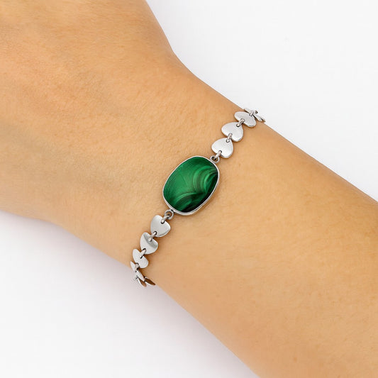 Premium Quality Heart - Malachite Eye - Congo Bracelet B-1044 41-EB10459