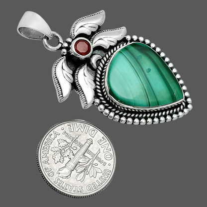 Premium Quality Malachite Eye - Congo & Garnet Pendant P-1740 41-EP10301